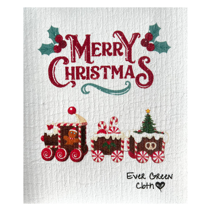 Ginger Cookie Train - Merry Christmas  - Regular Sponge Cloth (One)