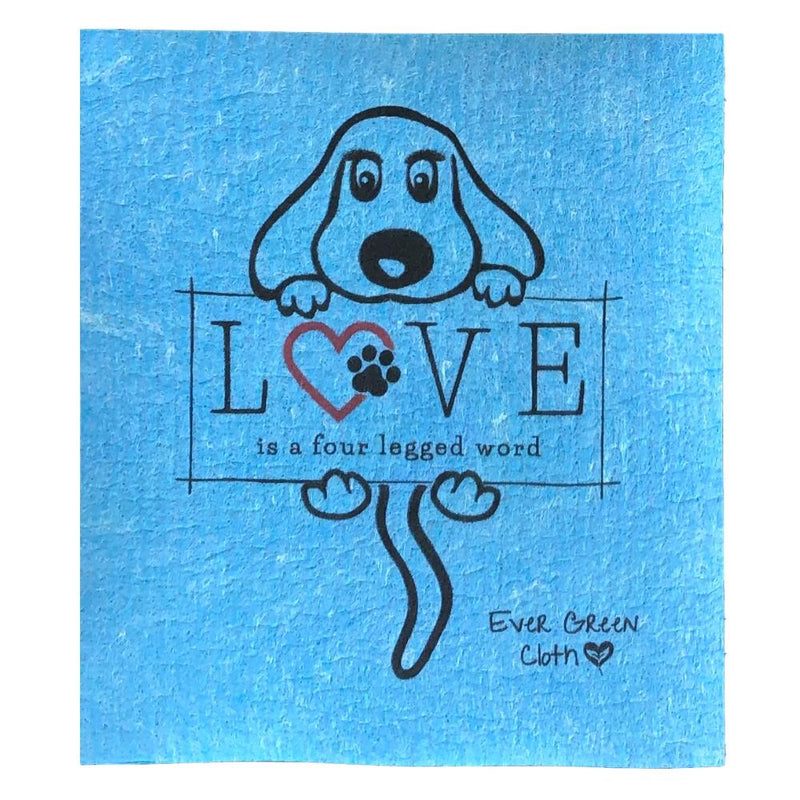 Swedish Dishcloth - Puppy Love Ever Green Sponge Cloth