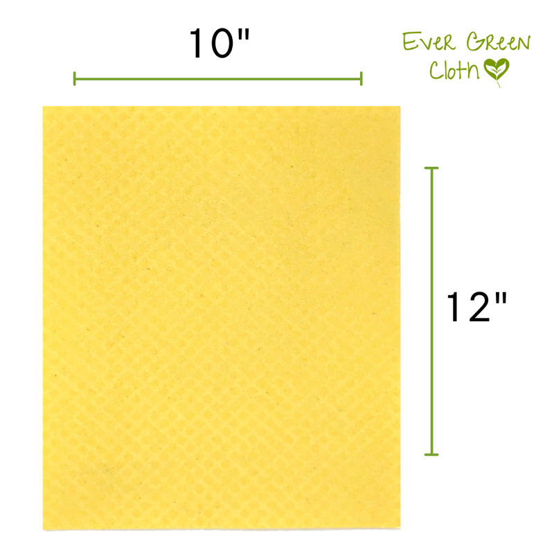 Ever Green Cloth - Large Sponge Cloth Yellow Measurements
