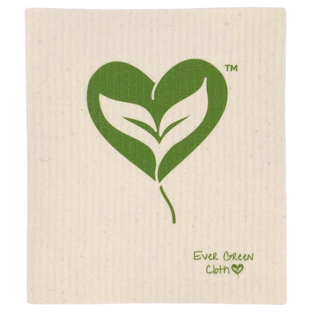 Swedish Dishcloth -  Heart Leaf Ever Green Sponge Cloth